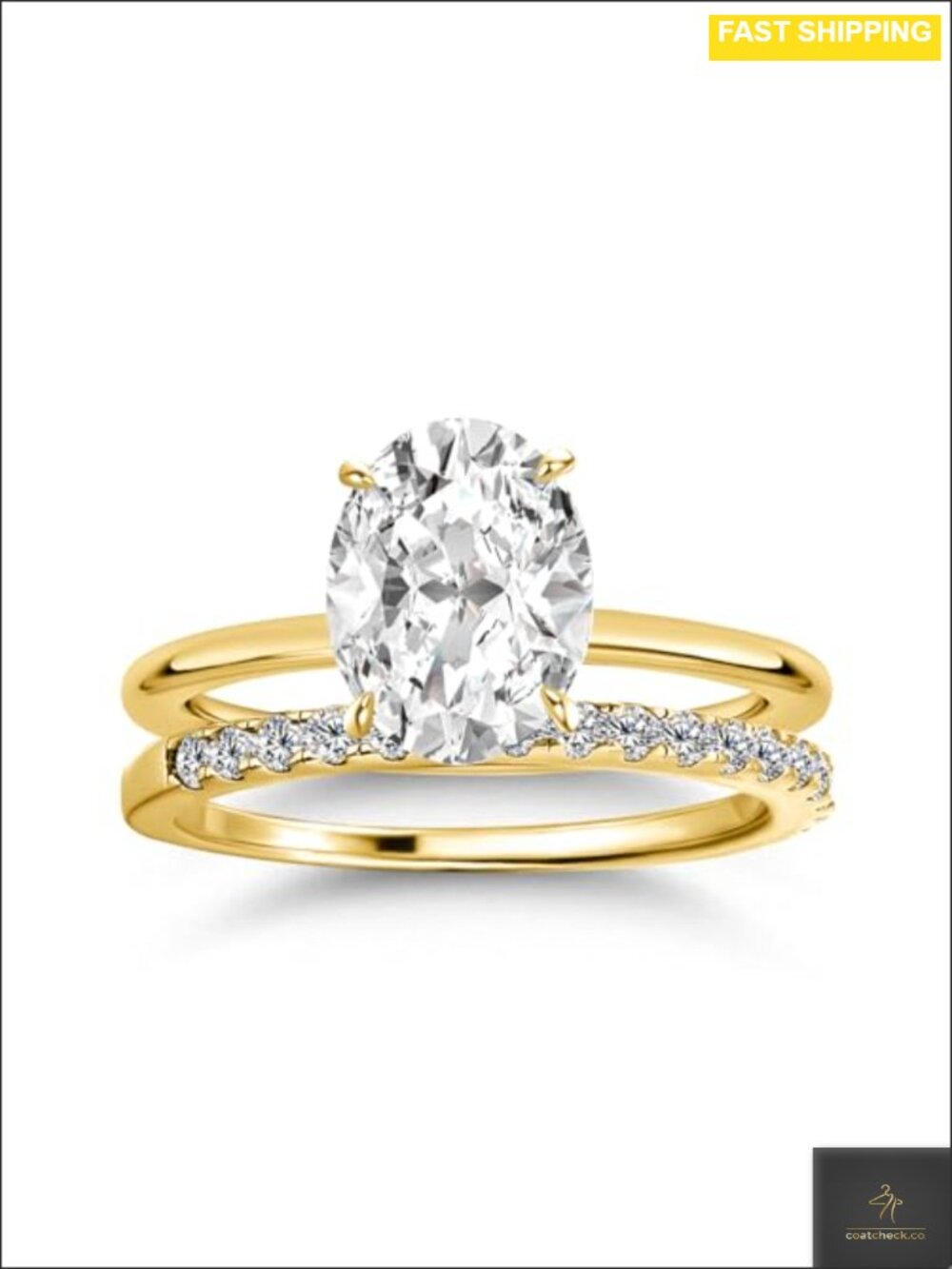 1.5CT Oval Cut Cubic Zirconia Bridal Ring Set S925 Silver Wedding Band